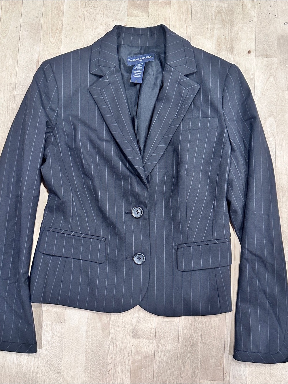 Banana Republic Navy Pinstripe Women's Tailored Blazer